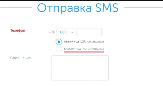 SMS 70 caracteres cirílicos