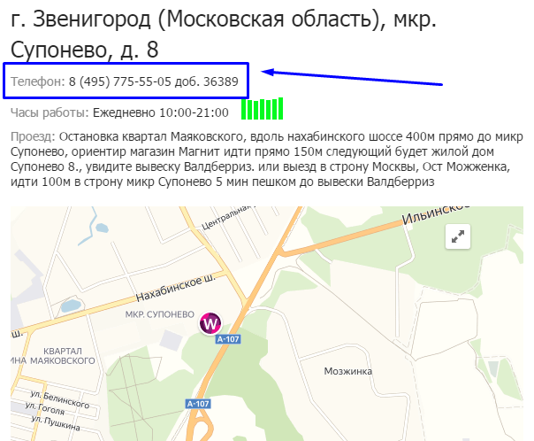 Informações sobre o ponto de questão em Zvenigorod