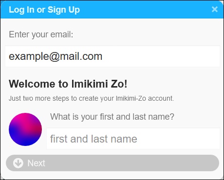 Registre-se Imikimi Zo
