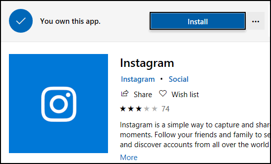 Instagram no Windows Market