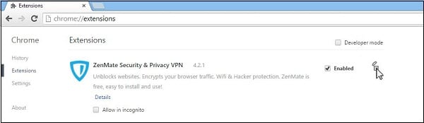Remova as extensões VPN do seu navegador